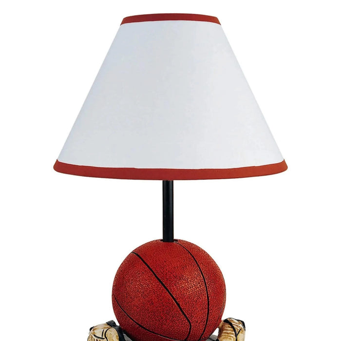 15' Tall Polyresin Accent Table Lamp, Basketball Shaped, Cone Linen Shade Default -DTYStore
