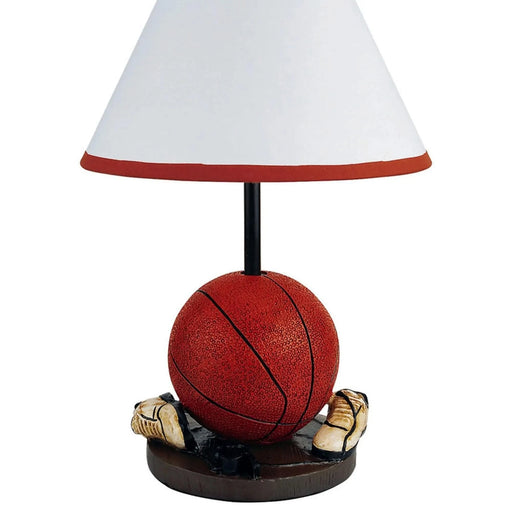 15' Tall Polyresin Accent Table Lamp, Basketball Shaped, Cone Linen Shade Default -DTYStore