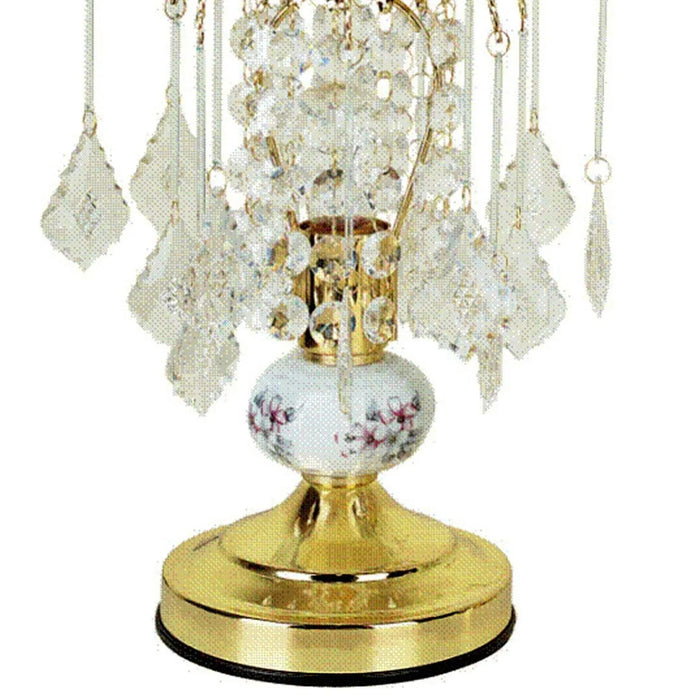 15' Tall Steel Table Lamp with Gold finish, Ceramic Decor Default -DTYStore