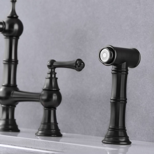 Bridge Dual Handles Kitchen Faucet With Pull-Out Side Spray in - Image 12