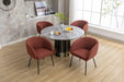 040-Set of 2 Boucle Fabric Dining Chairs With Black Metal Legs,Wine Red - DTYStore