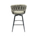 28' Bar Chair Linen Woven Bar Stool Set of 2,Black legs Barstools No Adjustable Kitchen Island Chairs,360 Swivel Bar Stools Upholstered Bar Chair Counter Stool Arm Chairs with Back Footrest (Grey) - DTYStore