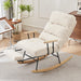 Modern Teddy Gliding Rocking Chair with High Back, Retractable Footrest, and Adjustable Back Angle for Nursery, Living Room, and Bedroom,Beige - DTYStore