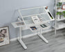 Hand Crank Adjustable Drafting table drawing desk with 2 metal drawers (white)WITH STOOL - DTYStore