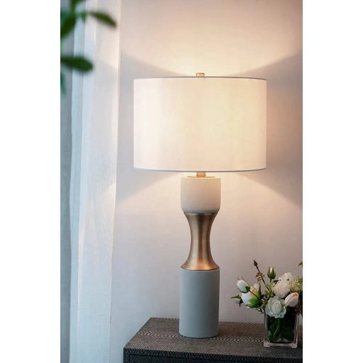 15x15x30' Cement With Metal Table Lamp Default -DTYStore