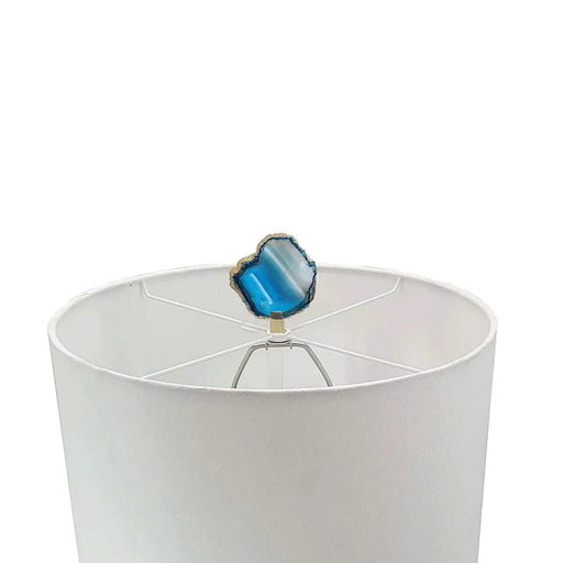 15x29.5' Blue and White Agate Slice Table Lamp with Marble Base Default -DTYStore