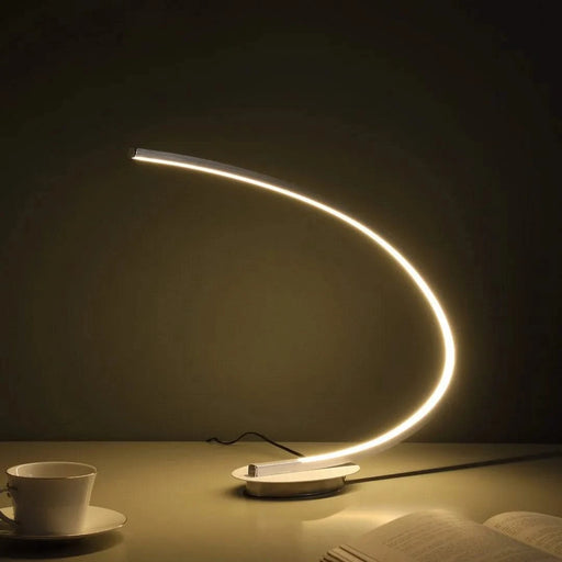 16-Inch Eli Brushed Nickel LED Arc Tube Table Lamp Default -DTYStore