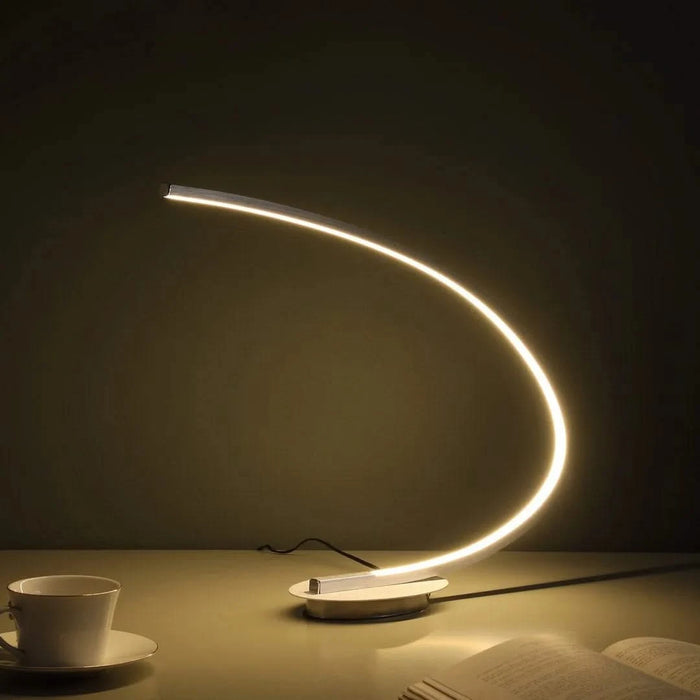16-Inch Eli Brushed Nickel LED Arc Tube Table Lamp Default -DTYStore