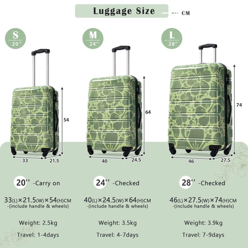 Hardshell Luggage Sets 3 pcs Spinner Suitcase with TSA Lock Lightweight-20'+24'+28' Luggages - Image 2