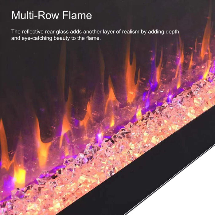 60 Inch Electric Fireplace, Recessed and Wall Mounted Fireplace - DTYStore