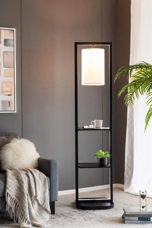 16.5x17x74' Two Tiered Vertical Shelving Stand with Light (Not include Bulb) Default -DTYStore