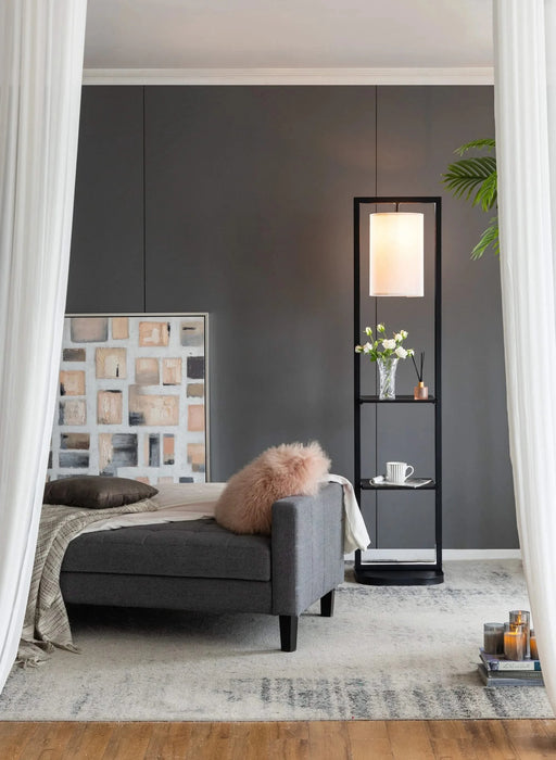 16.5x17x74' Two Tiered Vertical Shelving Stand with Light (Not include Bulb) Default -DTYStore