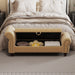 64.5" Bed Bench for Bed Room Nails Tufted Chaise of Lounge with Storage Velvet Upholstery Khaki - DTYStore