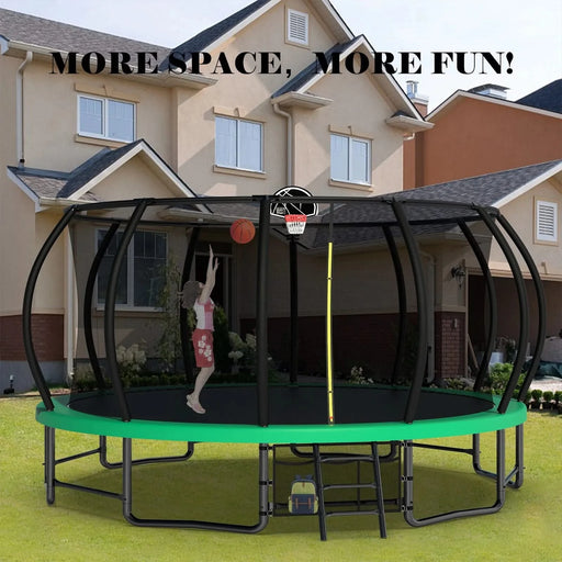 16FT Outdoor Trampoline for Kids and Adults, Pumpkin Trampolines with Curved Poles,Heavy Duty Trampoline Anti-Rust Coating ASTM Approval Default -DTYStore