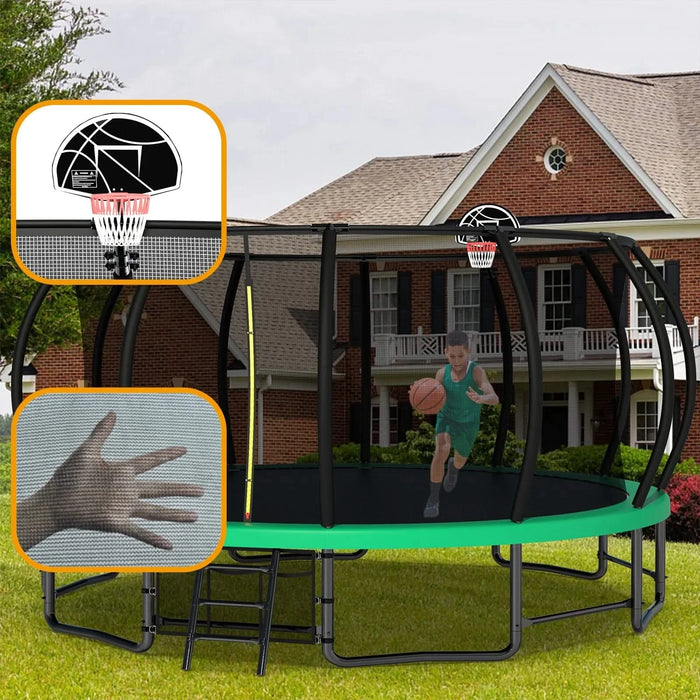 16FT Outdoor Trampoline for Kids and Adults, Pumpkin Trampolines with Curved Poles,Heavy Duty Trampoline Anti-Rust Coating ASTM Approval Default -DTYStore