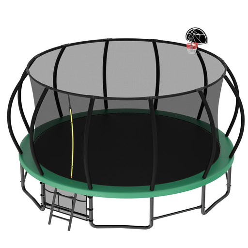 16FT Outdoor Trampoline for Kids and Adults, Pumpkin Trampolines with Curved Poles,Heavy Duty Trampoline Anti-Rust Coating ASTM Approval Default -DTYStore