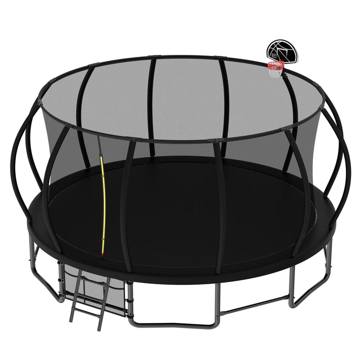 16FT Outdoor Trampoline for Kids and Adults, Pumpkin Trampolines with Curved Poles Heavy Duty Trampoline Anti-Rust Coating ASTM Approval Default -DTYStore