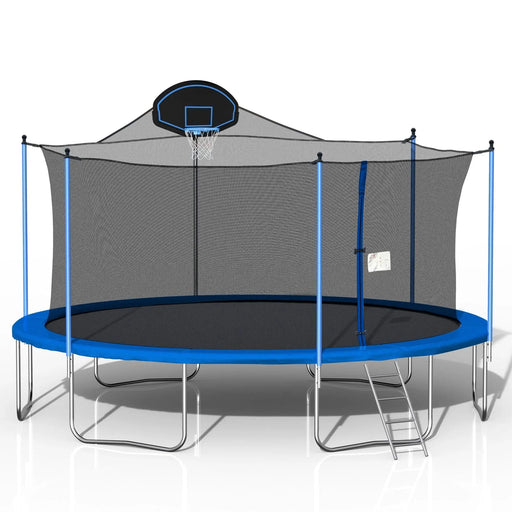 16FT Trampoline for Adults & Kids with Basketball Hoop, Double-sided cover,Outdoor Trampolines w/Ladder and Safety Enclosure Net for Kids and Adults Default -DTYStore