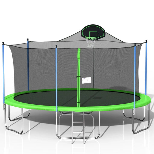 16FT Trampoline for Adults & Kids with Basketball Hoop, Outdoor Trampolines w/Ladder and Safety Enclosure Net for Kids and Adults Default -DTYStore
