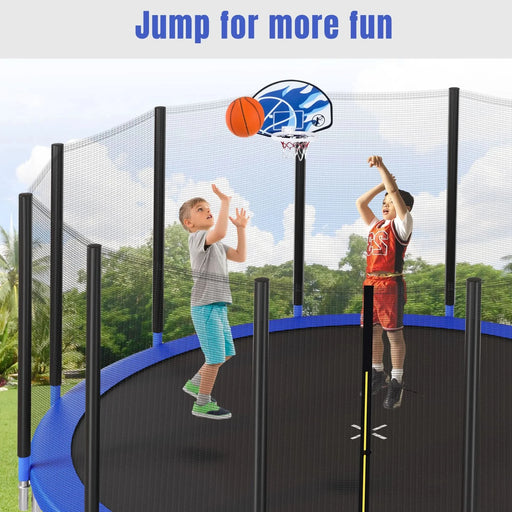 16FT Trampoline for Kids with Safety Enclosure Net, Basketball Hoop and Ladder, Easy Assembly Round Outdoor Recreational Trampoline- DTY Store