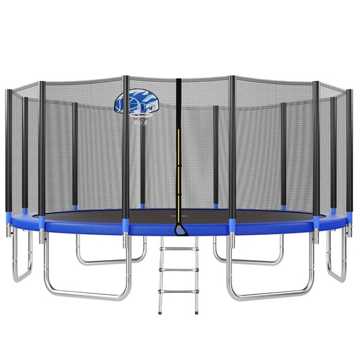 16FT Trampoline for Kids with Safety Enclosure Net, Basketball Hoop and Ladder, Easy Assembly Round Outdoor Recreational Trampoline - DTY Store