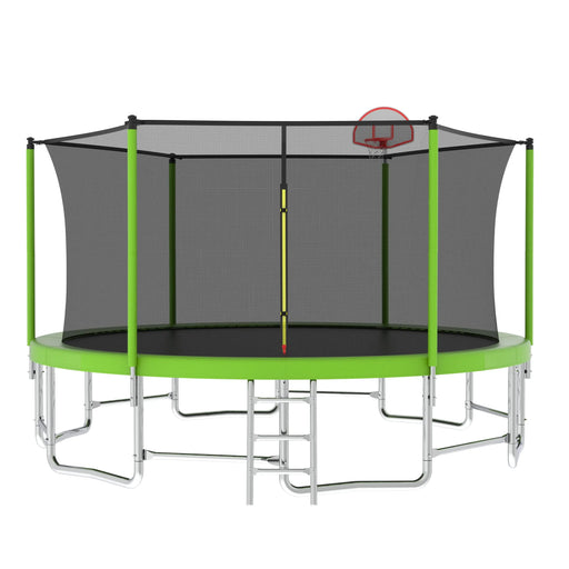 16FT Trampoline with Balance Bar & Basketball Hoop&Ball, ASTM Approved Reinforced Type Outdoor Trampoline with Enclosure Net Default -DTYStore