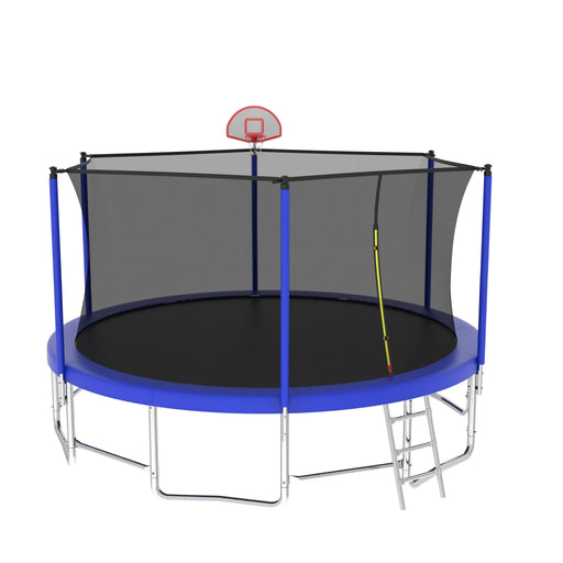16FT Trampoline with Balance Bar & Basketball Hoop&Ball, ASTM Approved Reinforced Type Outdoor Trampoline with Enclosure Net Default -DTYStore