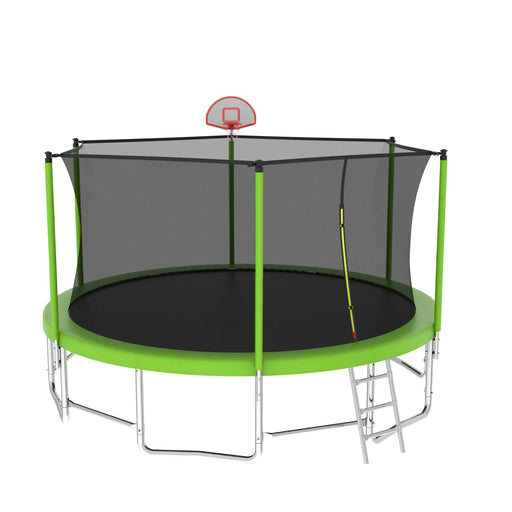 16FT Trampoline with Balance Bar & Basketball Hoop&Ball, ASTM Approved Reinforced Type Outdoor Trampoline with Enclosure Net Default -DTYStore