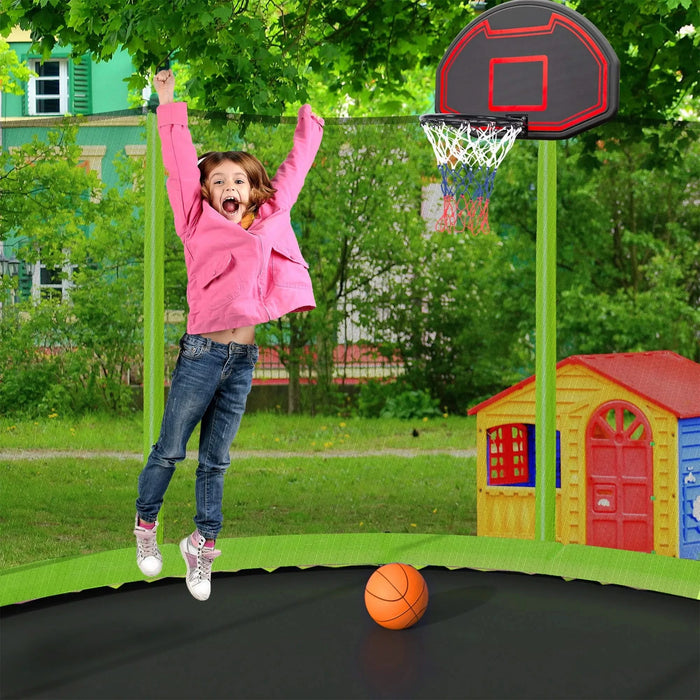 16FT Trampoline with Basketball Hoop pump and Ladder(Inner Safety Enclosure) with soccer goal Green Default -DTYStore