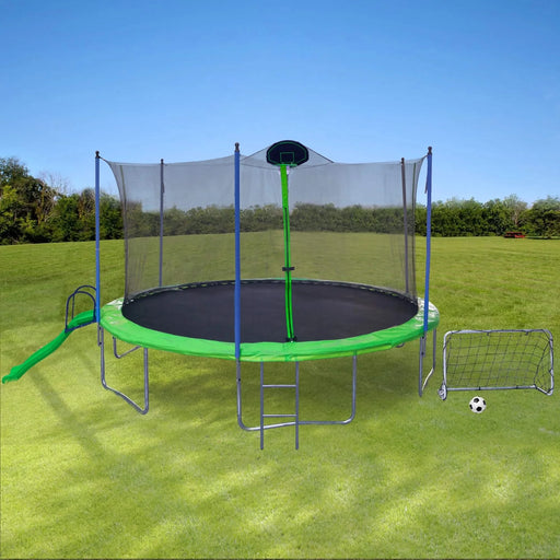 16FT Trampoline with Slide , Outdoor Trampoline for Kids and Adults with Enclosure Net and Ladder,football goal,backboard Default -DTYStore