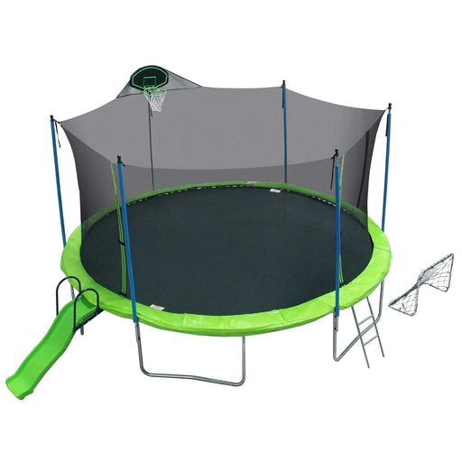 16FT Trampoline with Slide , Outdoor Trampoline for Kids and Adults with Enclosure Net and Ladder,football goal,backboard Default -DTYStore