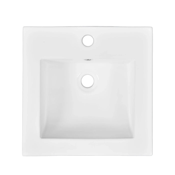 16' Bathroom Vanity Sink Combo for Small Space, Bathroom Sink Cabinet with Rectangular Ceramic Basin, Bathroom Vanities Cabinet with 1 Door and 1 Open Shelf Default -DTYStore