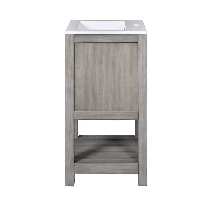 16' Bathroom Vanity Sink Combo for Small Space, Bathroom Sink Cabinet with Rectangular Ceramic Basin, Bathroom Vanities Cabinet with 1 Door and 1 Open Shelf Default -DTYStore