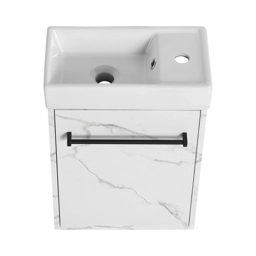 16'' Floating Wall-Mounted Bathroom Vanity with Ceramic Sink & Soft-Close Cabinet Door, For Small Bathroom Default -DTYStore