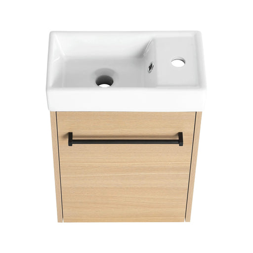 16'' Floating Wall-Mounted Bathroom Vanity with Ceramic Sink & Soft-Close Cabinet Door, For Small Bathroom Default -DTYStore
