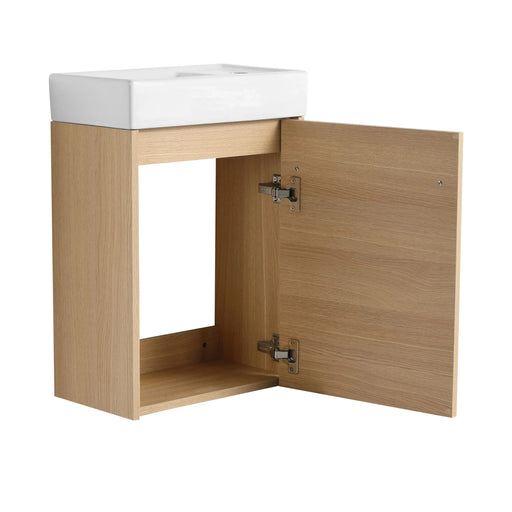 16'' Floating Wall-Mounted Bathroom Vanity with Ceramic Sink & Soft-Close Cabinet Door, For Small Bathroom Default -DTYStore