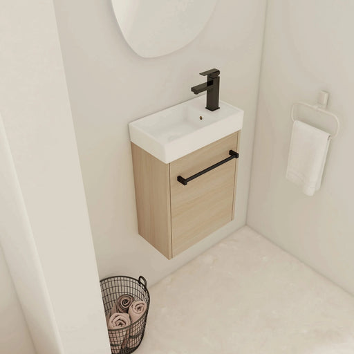 16'' Floating Wall-Mounted Bathroom Vanity with Ceramic Sink & Soft-Close Cabinet Door, For Small Bathroom Default -DTYStore