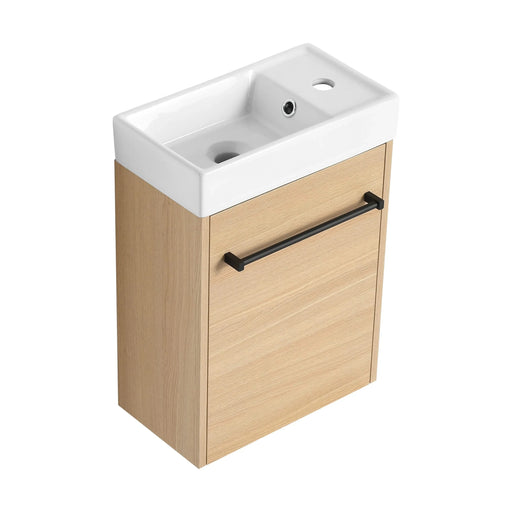 16'' Floating Wall-Mounted Bathroom Vanity with Ceramic Sink & Soft-Close Cabinet Door, For Small Bathroom Default -DTYStore