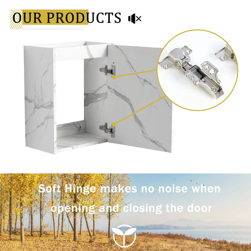 16'' Floating Wall-Mounted Bathroom Vanity with Ceramic Sink & Soft-Close Cabinet Door, For Small Bathroom Default -DTYStore