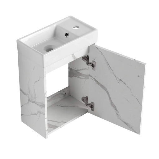 16'' Floating Wall-Mounted Bathroom Vanity with Ceramic Sink & Soft-Close Cabinet Door, For Small Bathroom Default -DTYStore