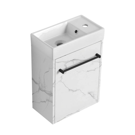 16'' Floating Wall-Mounted Bathroom Vanity with Ceramic Sink & Soft-Close Cabinet Door, For Small Bathroom Default -DTYStore