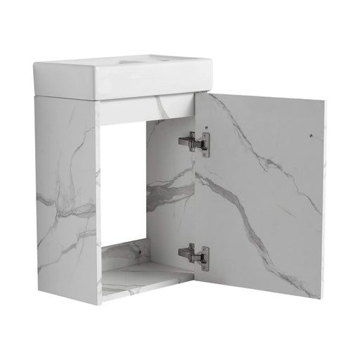 16'' Floating Wall-Mounted Bathroom Vanity with Ceramic Sink & Soft-Close Cabinet Door, For Small Bathroom Default -DTYStore