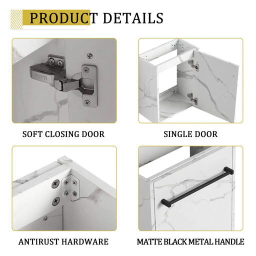 16'' Floating Wall-Mounted Bathroom Vanity with Ceramic Sink & Soft-Close Cabinet Door, For Small Bathroom Default -DTYStore