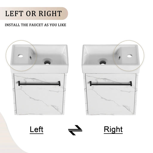 16'' Floating Wall-Mounted Bathroom Vanity with Ceramic Sink & Soft-Close Cabinet Door, For Small Bathroom Default -DTYStore