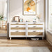 59" Rattan Dresser with Drawers, 6 Drawer Dresser for Bedroom, Clothes Storage Cabinet for Bedroom, Metal Handle&Wood Legs for Hallway, Living Room, Bedroom,White - DTYStore