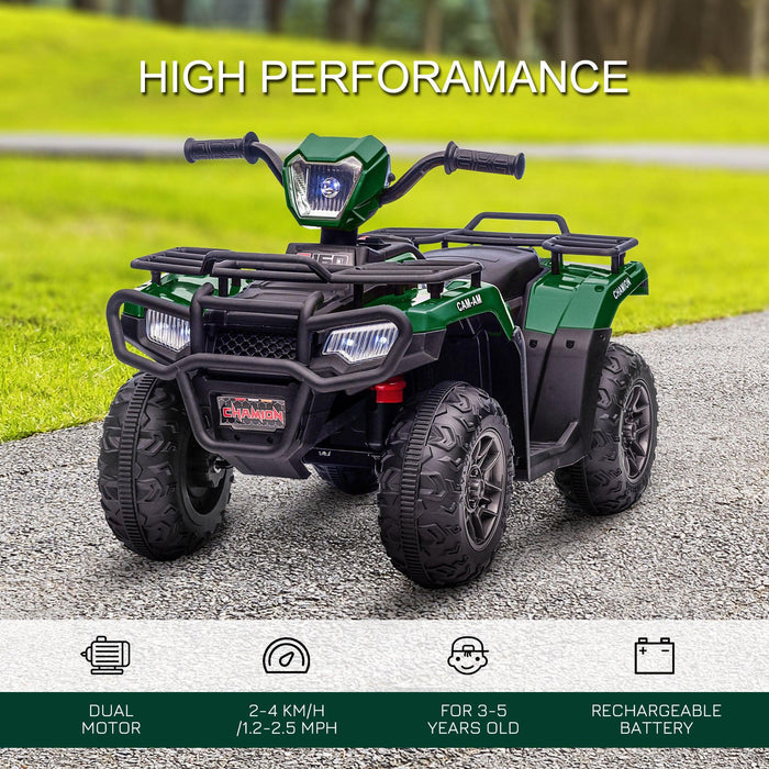 12V Kids ATV Battery-Operated with AUX Port & USB, Kids 4 Wheeler with Tough Wear-Resistant Tread, Electric Four Wheeler Kids Ride on Car Electric Car, Green - DTYStore