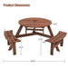 6-Person Circular Outdoor Wooden Picnic Table for Patio, Backyard, Garden, DIY w/ 3 Built-in Benches, 1720lb Capacity - Brown - DTYStore