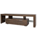 FashionTVstandTVcabinet,EntertainmentCenter,TVstationTV console,media console,with LEDlight belt,light belt remote control,toughenedglassshelf,metal handle,Canbeplaced in the living room,bedroom,brown - DTYStore