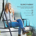 Outsunny 2-Seat Patio Swing Chair, Outdoor Canopy Swing Glider with Pivot Storage Table, Cup Holder, Adjustable Shade, Bungie Seat Suspension and Weather Resistant Steel Frame, Blue - DTYStore