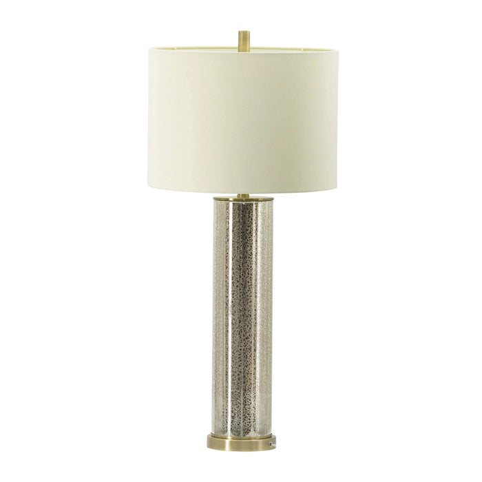 16x16x35' Gold Mirrored Glass Table Lamp with White Fabric Shade Default -DTYStore
